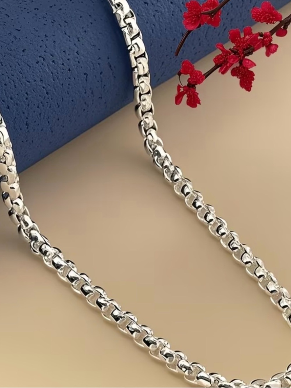 Stainless Steel Box Chain Necklace - Shiny Silver